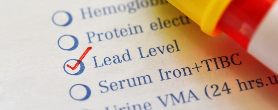 image of a sheet of paper with a checklist of items that includes protein, lead, serum from TIBC, and lead is checked off with a red checkmark.